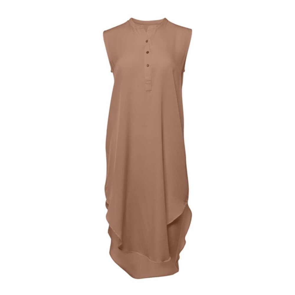 Nouvelle Palm Beach / Silk95Five Sz. L Monte Washable Silk Dress in Khaki Mauve